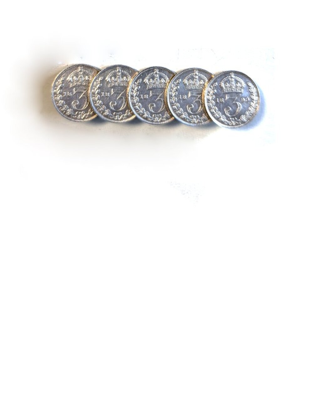 Five Sterling Silver 1899 British Coin Brooch